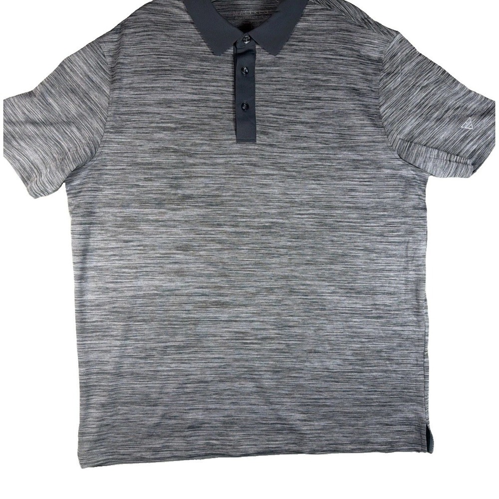 MAELREG Mens Short Sleeve Golf Top Size L Performance Polo Shirt Grey Space Dye